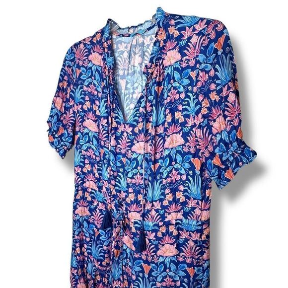 J. Mclaughlin Chessie Silk-Blend A-Line Tiered Skirt Print Dress Women’s Size S - Picture 4 of 9